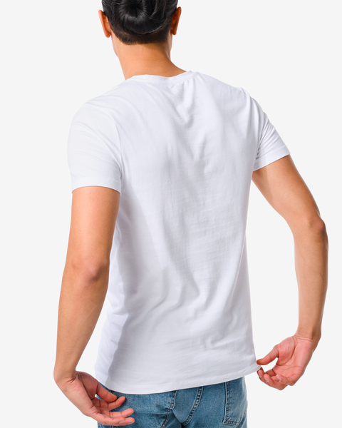 Herren-T-Shirt, Slim Fit, V-Ausschnitt, Bambus weiß weiß - 1000010016 - HEMA