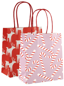 2 sacs cadeaux en papier 17x15x7 - renne/sucre d’orge - 25730015 - HEMA