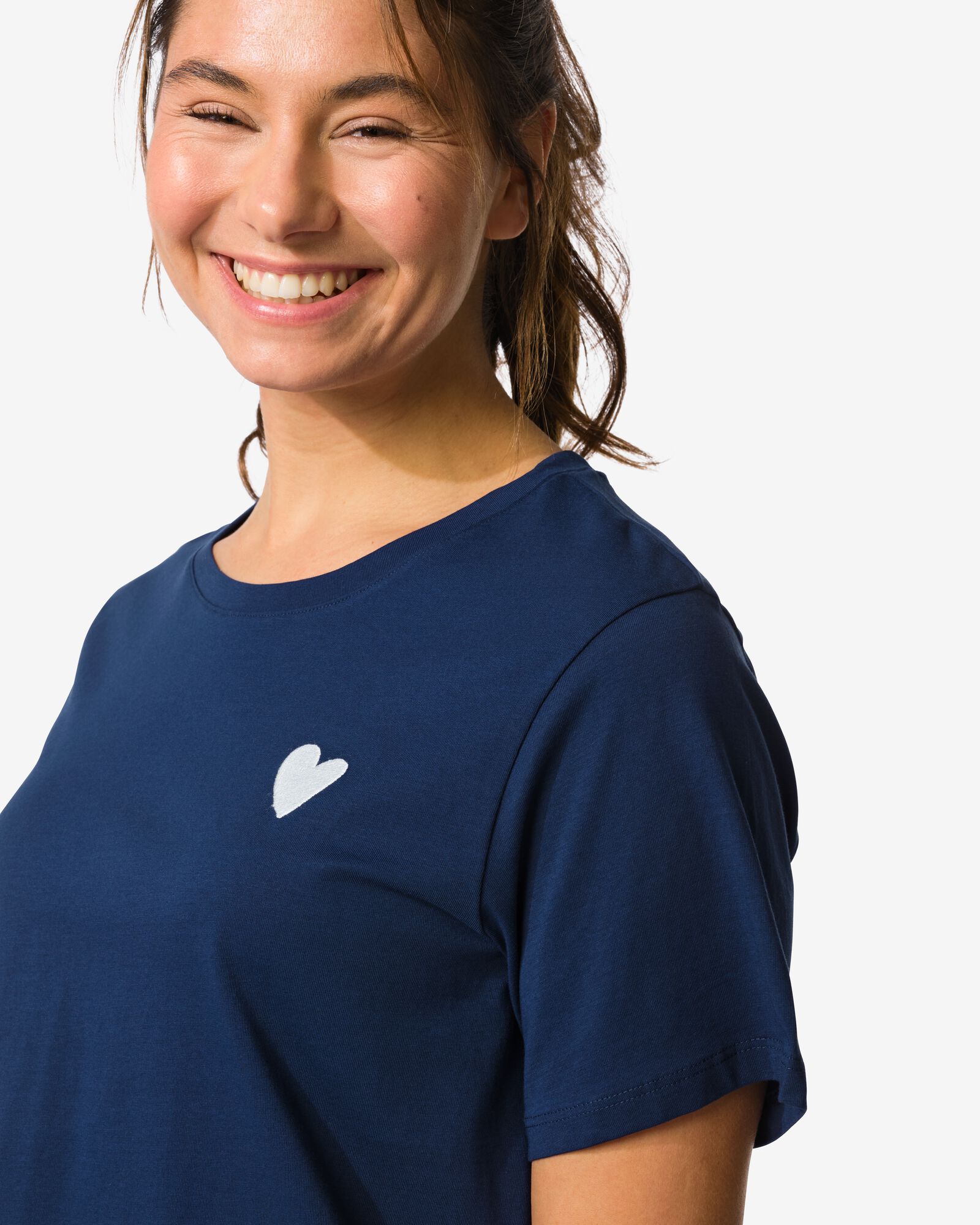 Damen-Kurz-Pyjama aus Jersey mit Streifen dunkelblau dunkelblau - 23401500DARKBLUE - HEMA