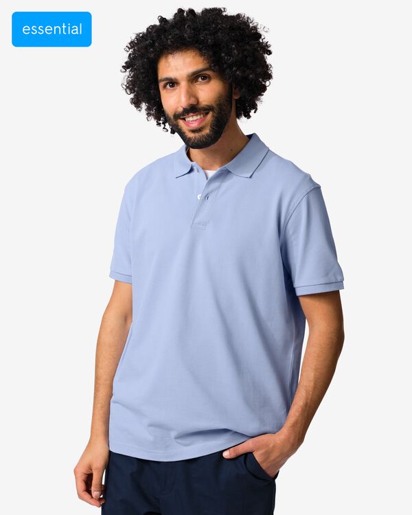 herenpolo Denton regular fit piqu&eacute; lichtblauw lichtblauw - 2140870LIGHTBLUE - HEMA