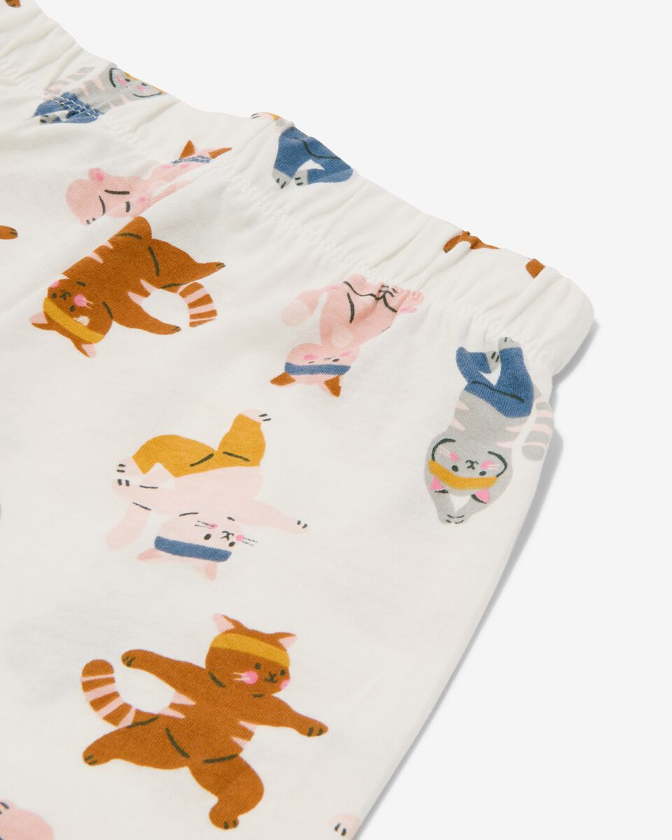 Kinder-Kurzpyjama, Katzen, mit Puppen-Nachthemd eierschalenfarben - 1000030186 - HEMA