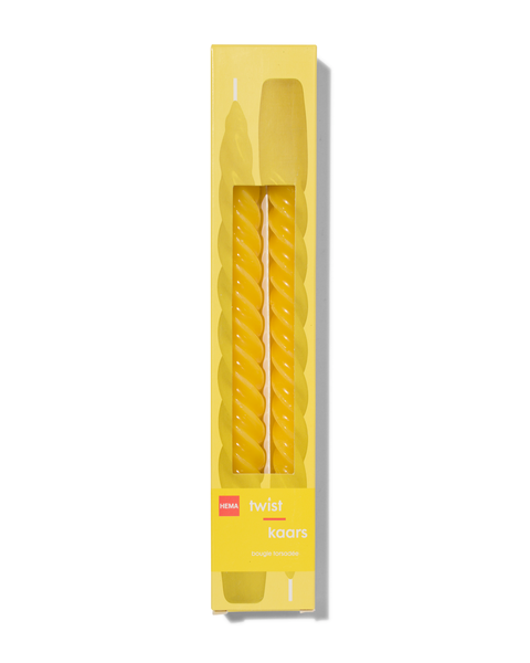 2er-Pack lange, gedrehte Haushaltskerzen, Ø 2 x 25 cm, gelb - 13506012 - HEMA
