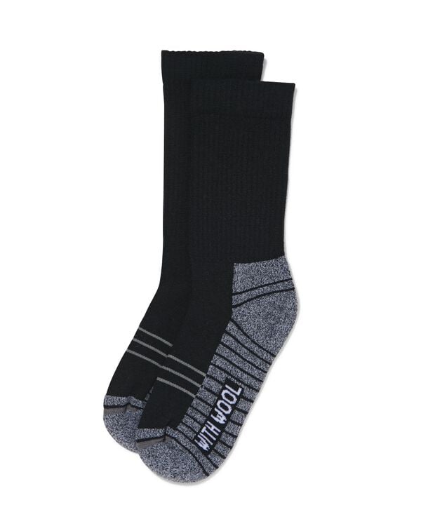 chaussettes de randonnée avec laine noir noir - 1000025158 - HEMA