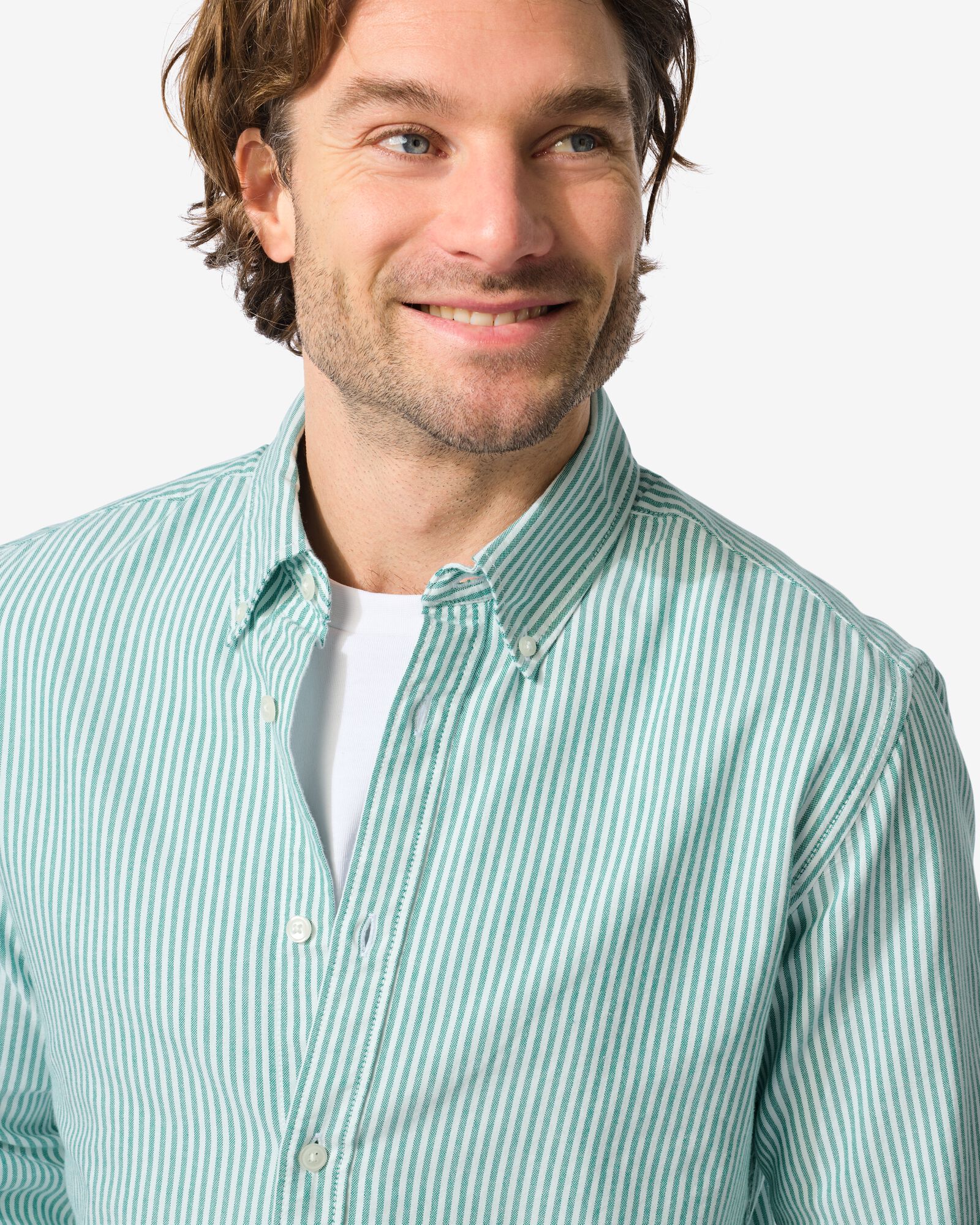 chemise homme rayures  vert vif - 2140140BRIGHTGREEN - HEMA