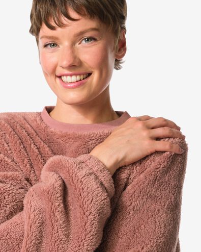 Damen-Loungetop aus Teddyfleece mittelbraun - 23408060MIDBROWN - HEMA