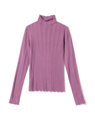 dames T-shirt Charlie pointelle paars - 36206240PURPLE - HEMA