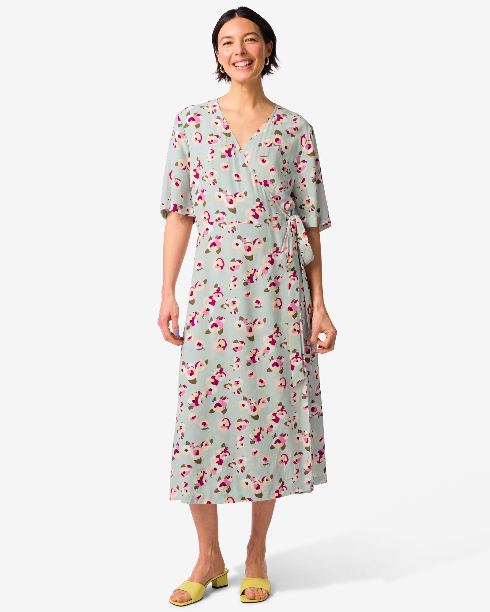 robe femme Delilah coupe trap&egrave;ze fleurs vert clair vert clair - 36202680LIGHTGREEN - HEMA
