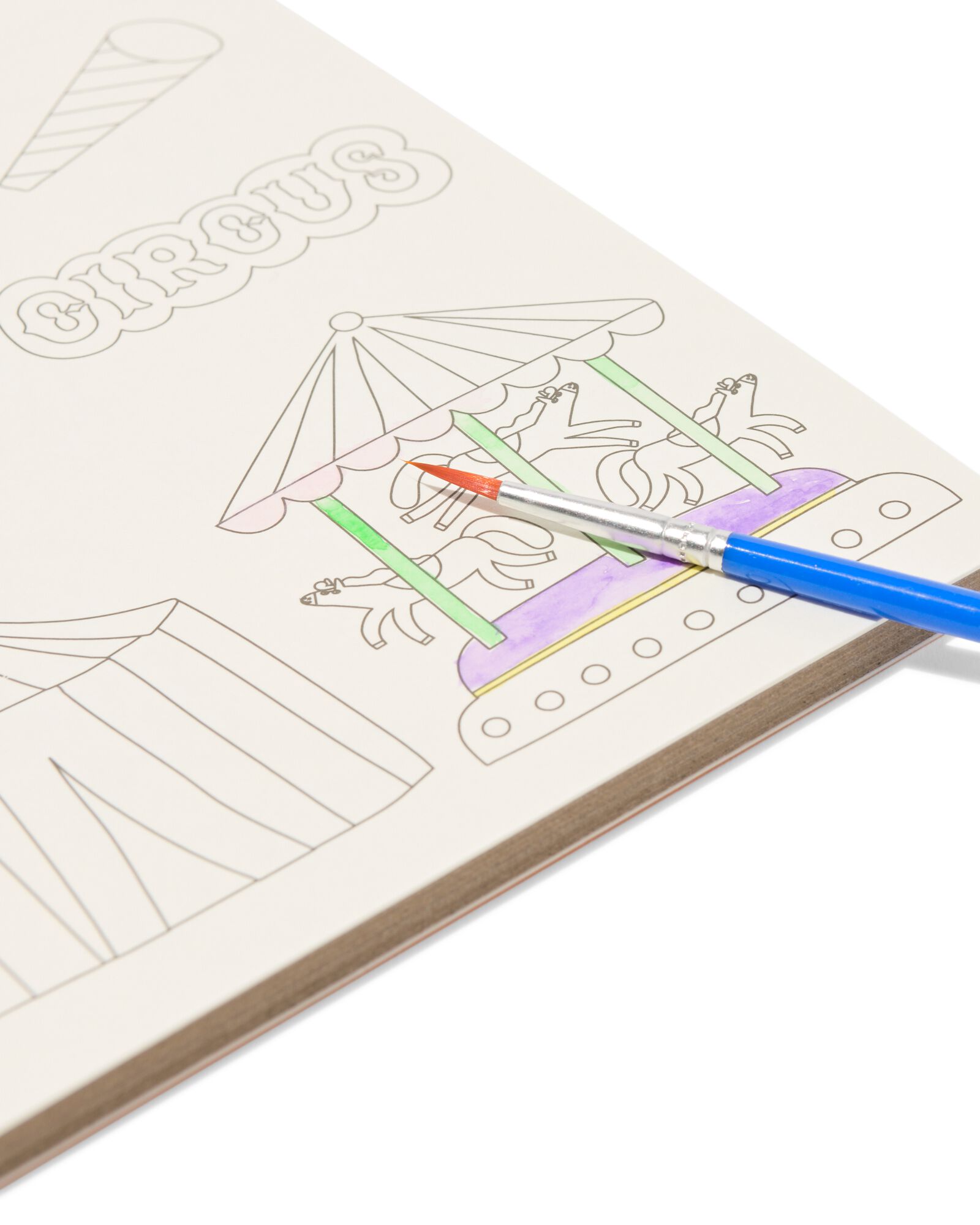 livre d'aquarelle avec pinceau 14x21cm cirque - 15900464 - HEMA