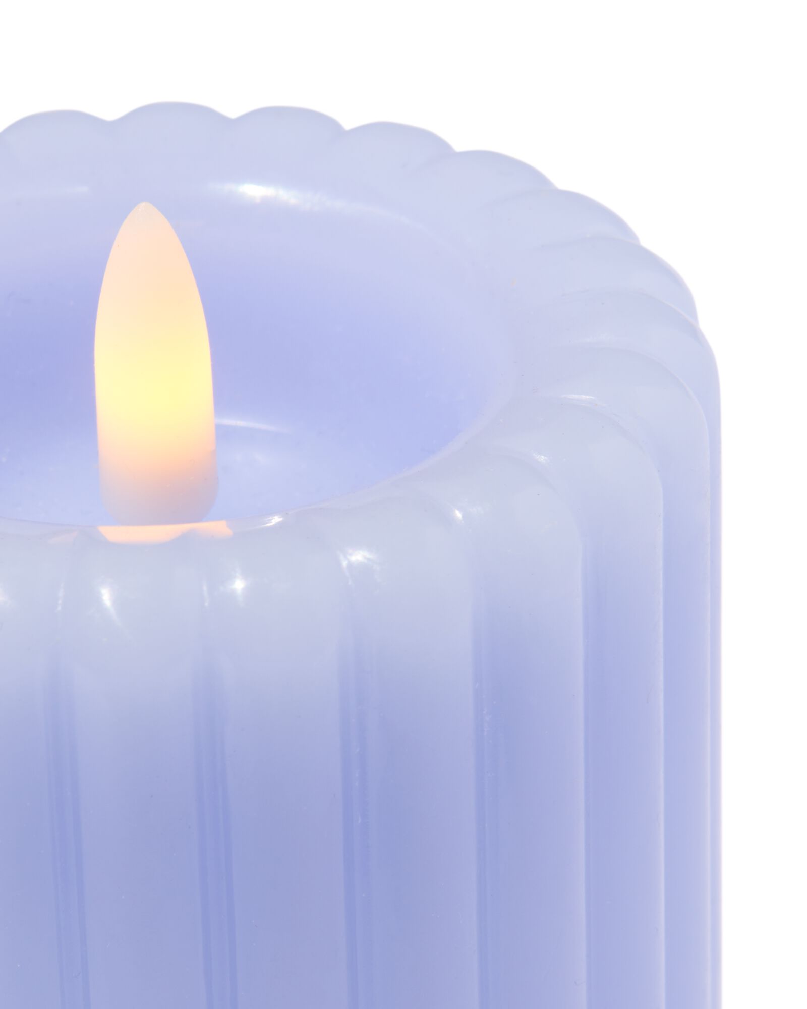 bougie cylindrique led 7,5 x 15 cm nervur&eacute;e bleu clair - 13550166 - HEMA
