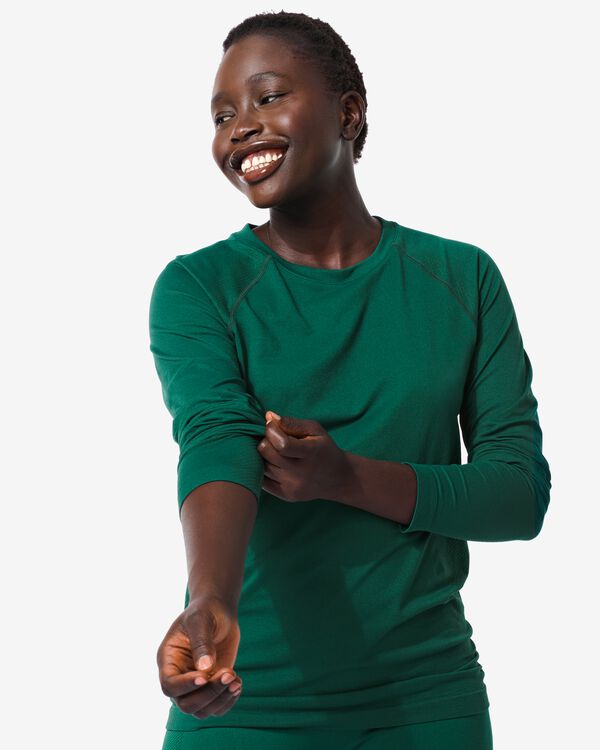 t-shirt de sport femme sans coutures vert foncé vert foncé - 36090128DARKGREEN - HEMA