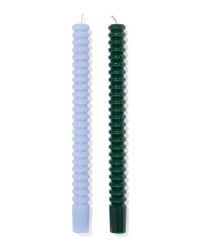 bougies d'int&eacute;rieur ⌀2,2x25cm nervur&eacute;es bleues - 2 pi&egrave;ces - 13506128 - HEMA