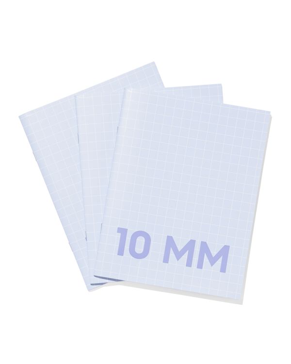 3 cahiers bleus format A5 - à carreaux 10mm - 14120219 - HEMA