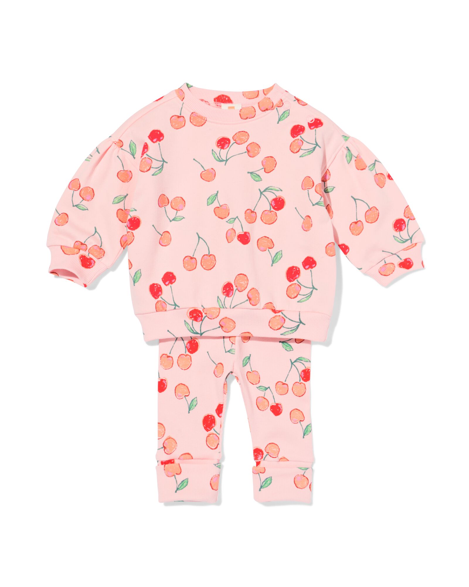 Babybekleidungs-Sweatset, bequeme Passform, gerippt, Kirschen hellrosa hellrosa - 33066470LIGHTPINK - HEMA