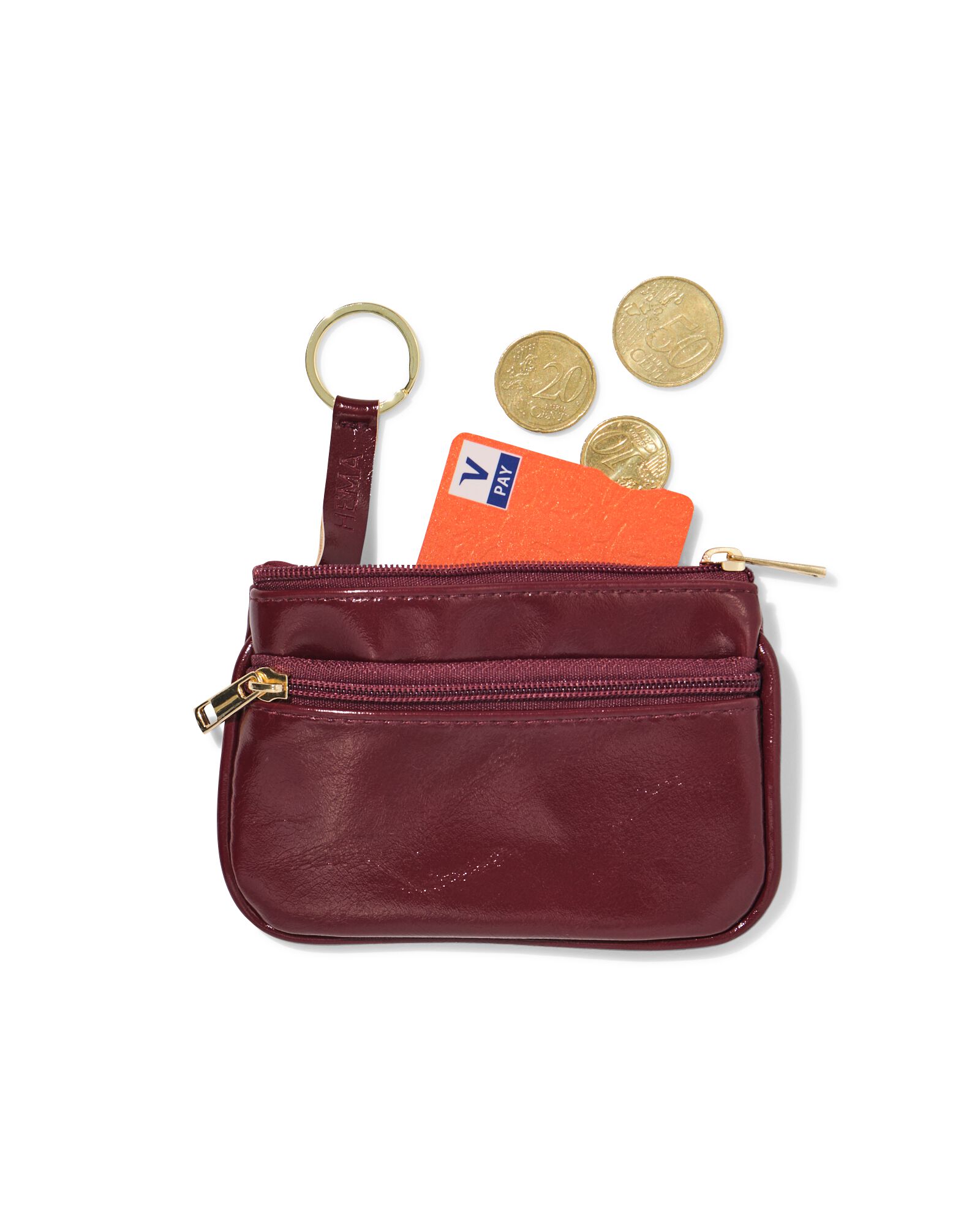 sleutel etui 12x8cm kunstleer rood - 18160035 - HEMA