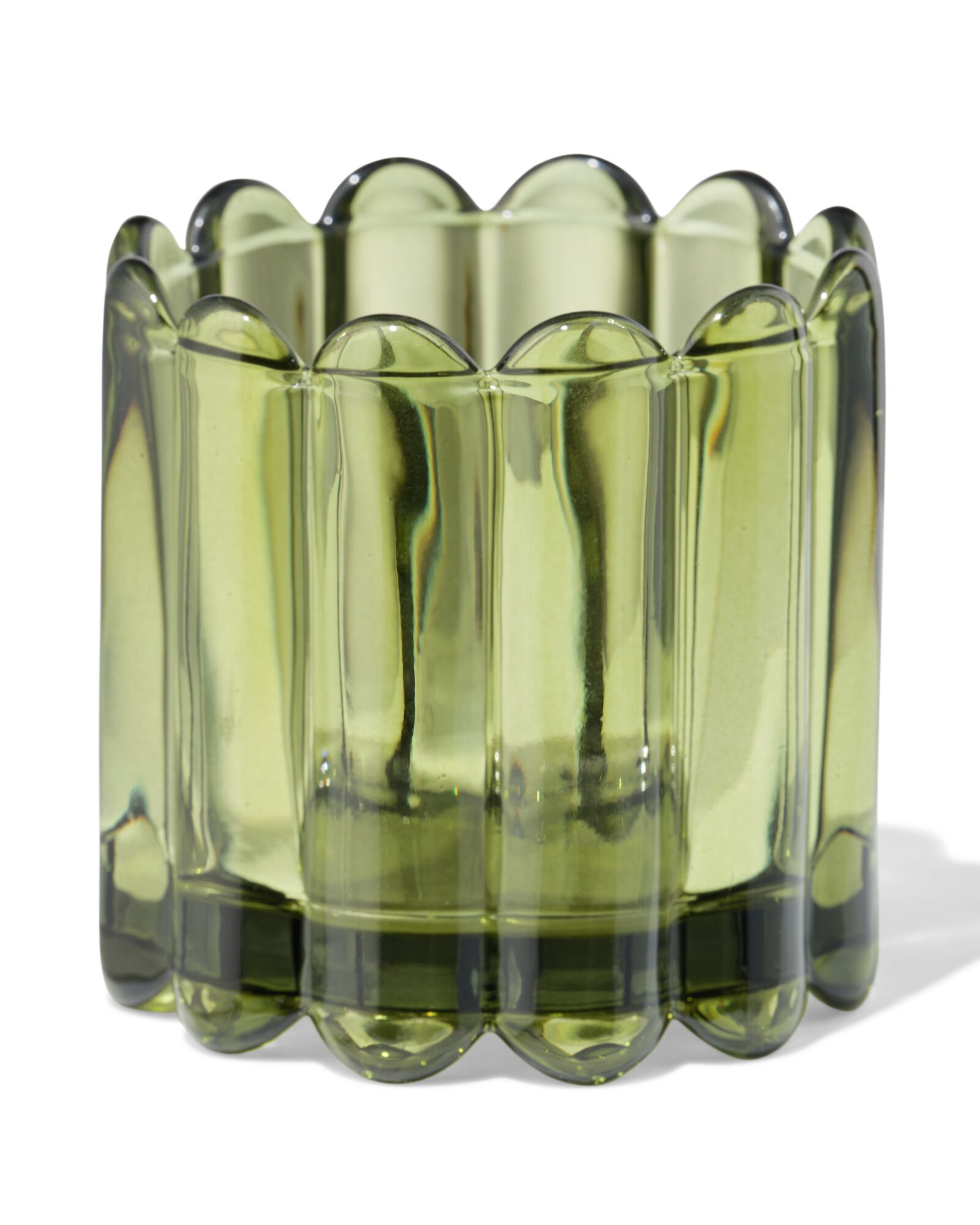 verre pour bougie parfum&eacute;e ⌀8x8cm nervur&eacute; vert fonc&eacute; - 13507546 - HEMA