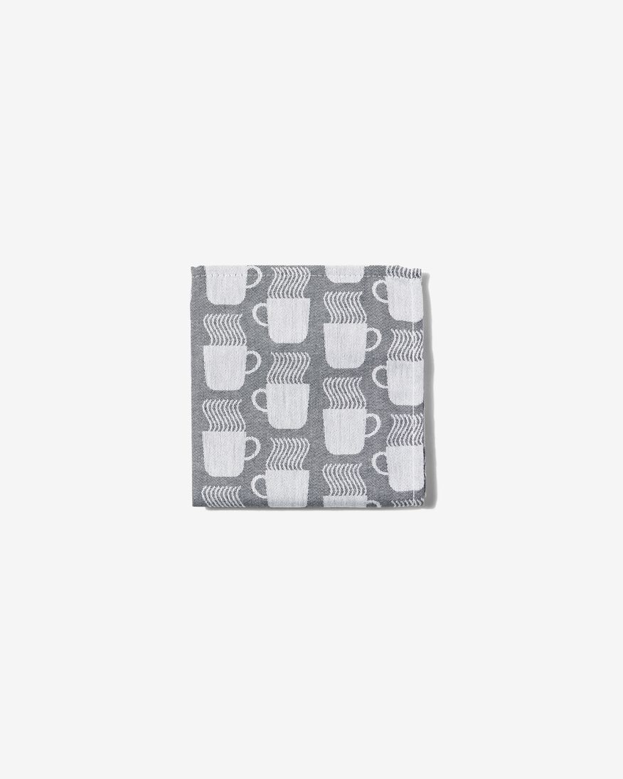 Geschirrtuch, 65 x 65 cm, Baumwolle, grau mit Kaffeebechern - 5440250 - HEMA