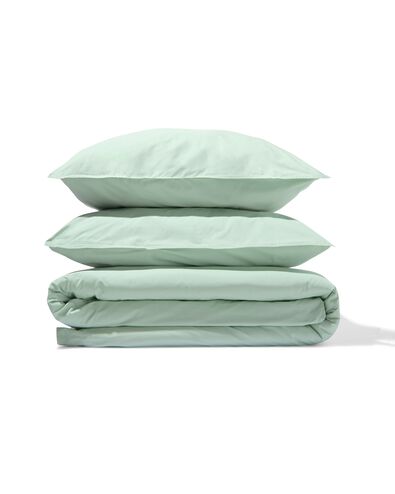 housse de couette 200x200/220 cm percale de coton h&ocirc;tel vert clair - 5750162 - HEMA
