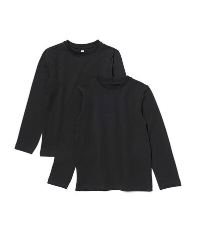 2 t-shirts basics enfant coton stretch noir 134/140 - 30729372 - HEMA
