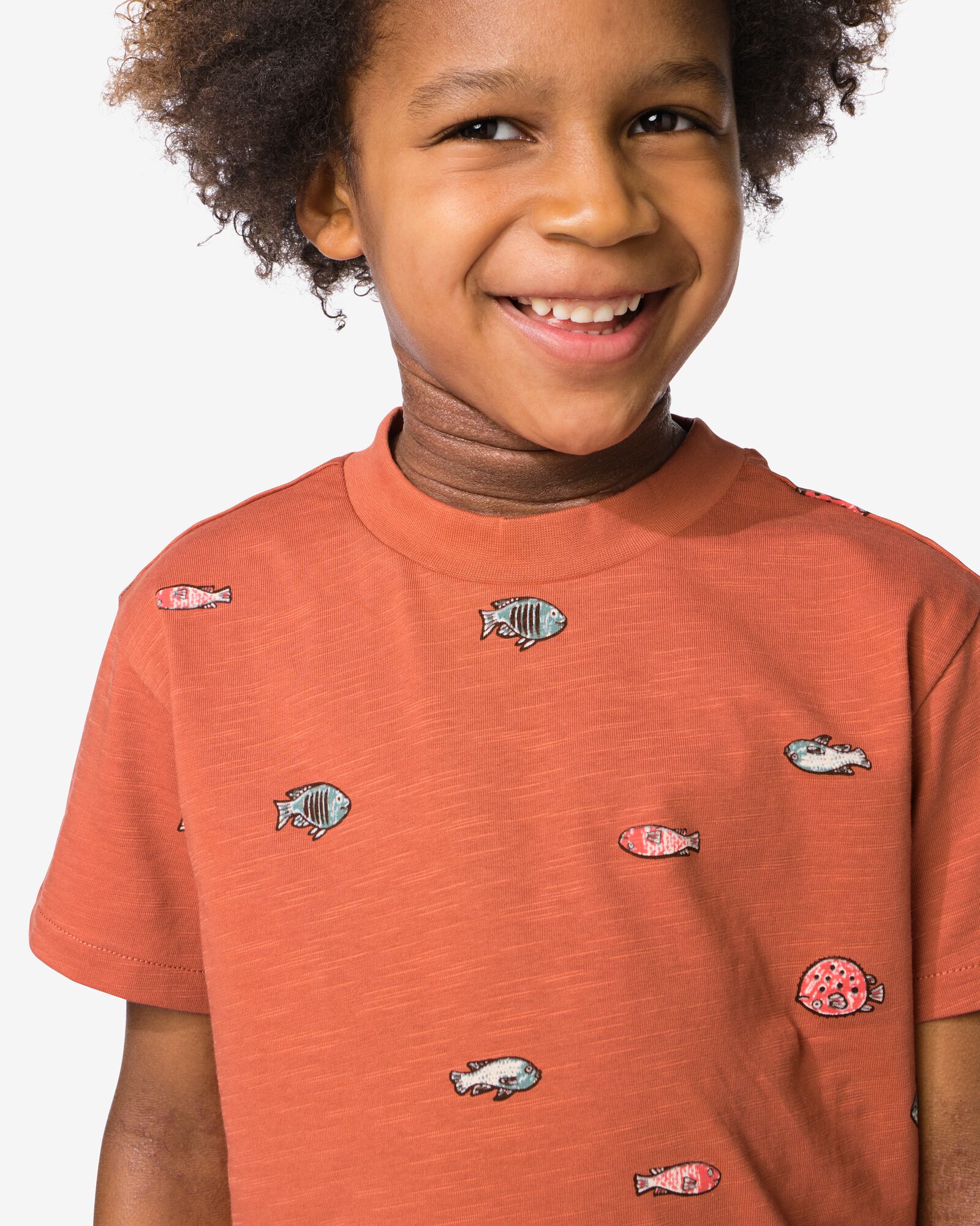 t-shirt enfant poissons marron clair marron clair - 30718101LIGHTBROWN - HEMA
