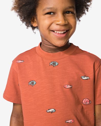 t-shirt enfant poissons marron clair marron clair - 30718101LIGHTBROWN - HEMA