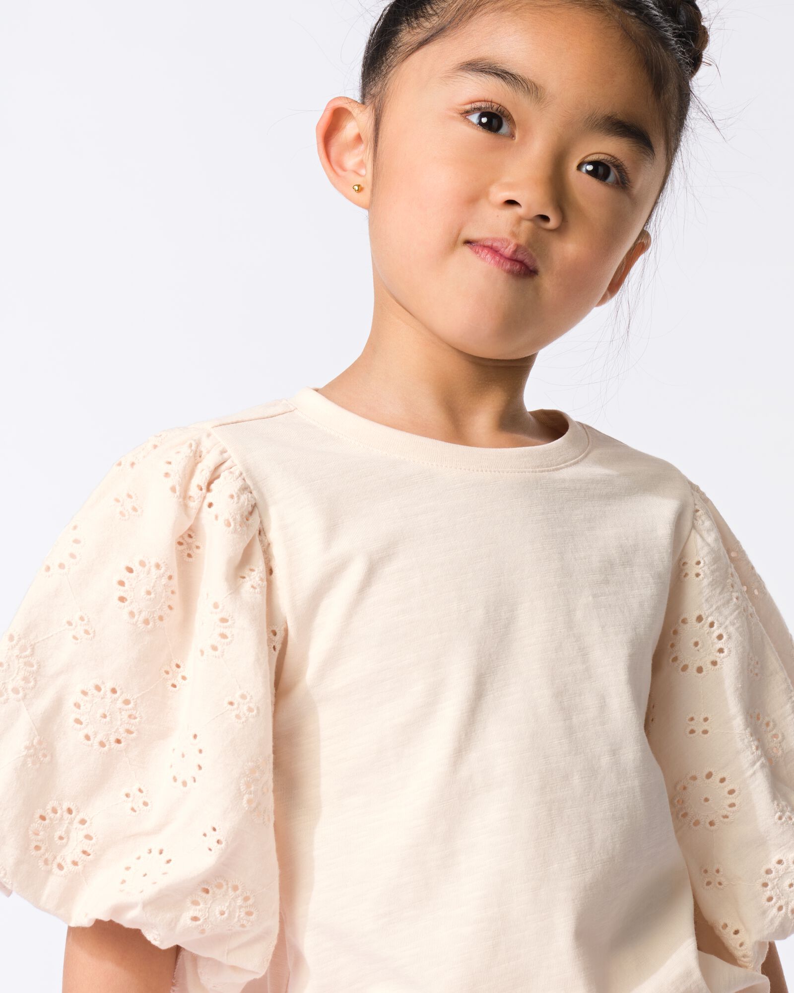 kinder T-shirt geborduurd ecru ecru - 30826104ECRU - HEMA