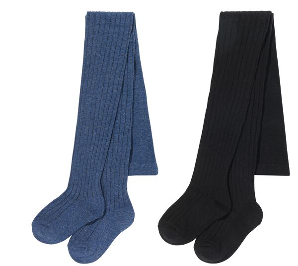 Kinder-Strumpfhosen mit Baumwolle, 2 Paar blau blau - 1000028435 - HEMA