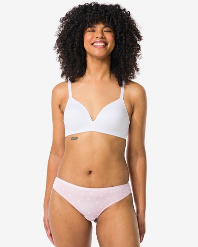 2 strings femme taille haute coton stretch rose XL - 19640932 - HEMA