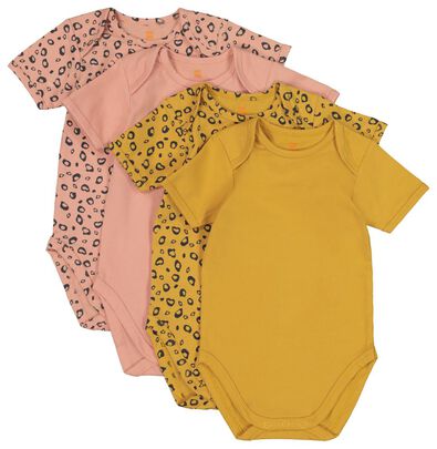 4er-Pack Baby-Bodys, Biobaumwolle, Stretch rosa - 1000018392 - HEMA