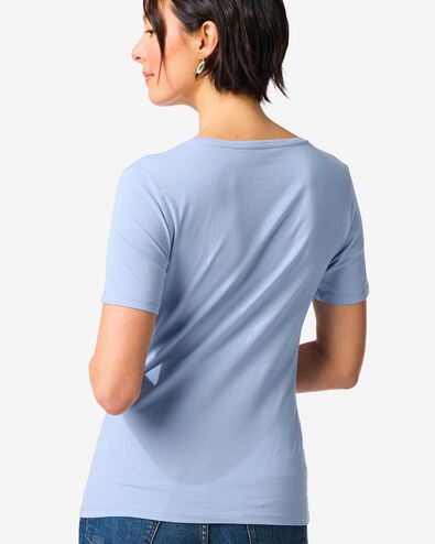 t-shirt femme slim fit col en v bleu clair bleu clair - 36310780LIGHTBLUE - HEMA