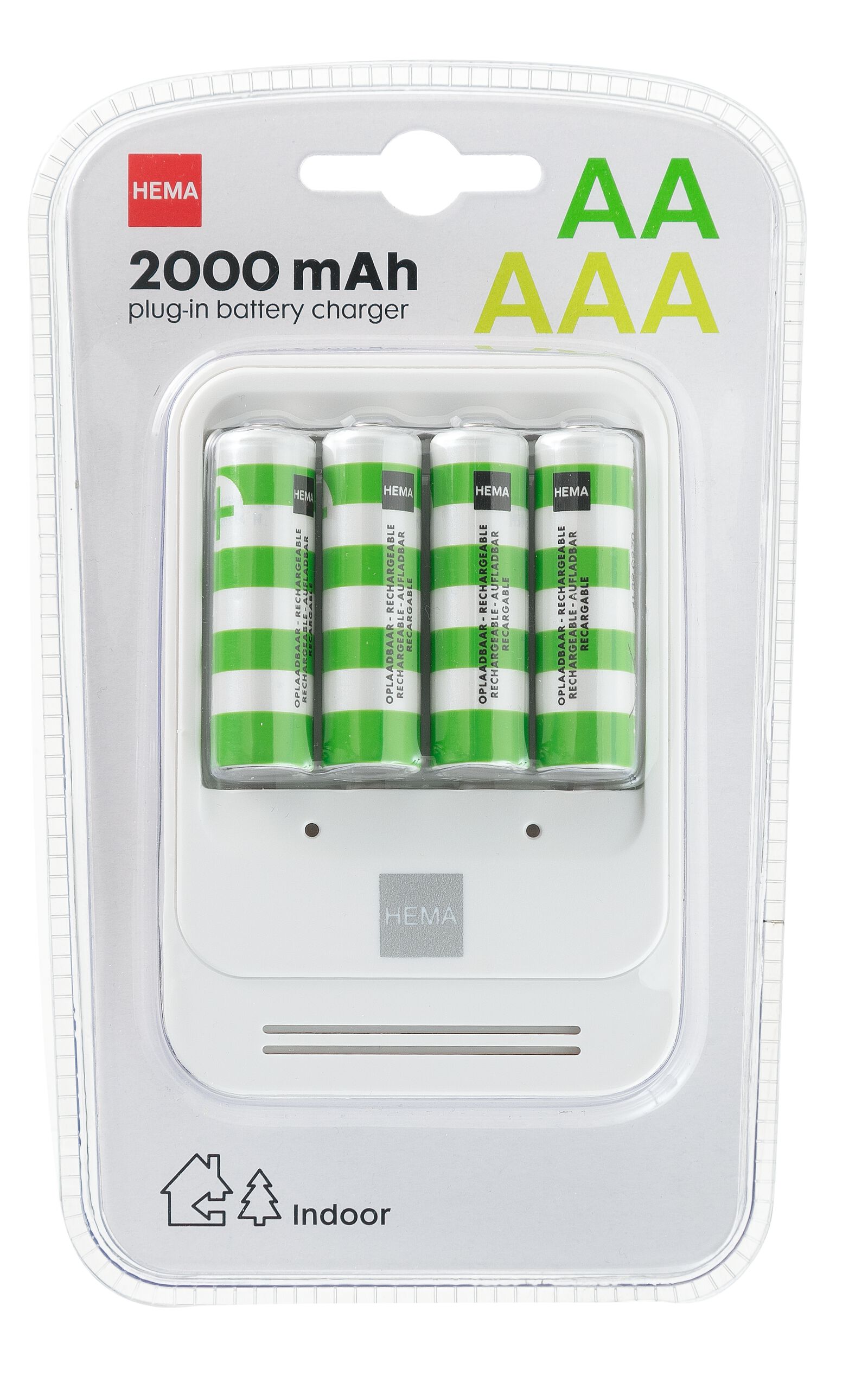 batterijlader inclusief 4 AA batterijen - 41290279 - HEMA
