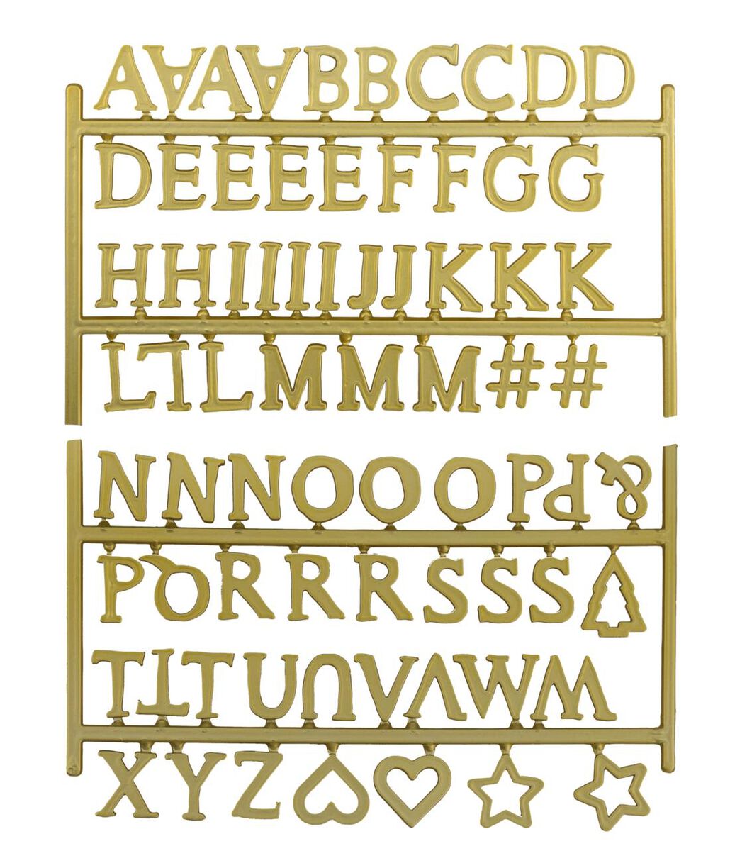 72er-Pack Buchstaben und Symbole, golden - 25130142 - HEMA