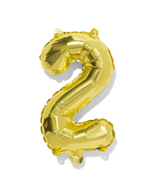 folieballon cijfer 2 30cm goud - 14260023 - HEMA