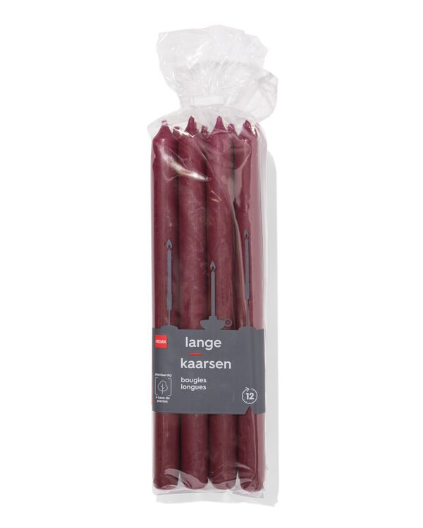 12 bougies longues &Oslash;2.2x29&nbsp; aubergine aubergine - 2000000429 - HEMA