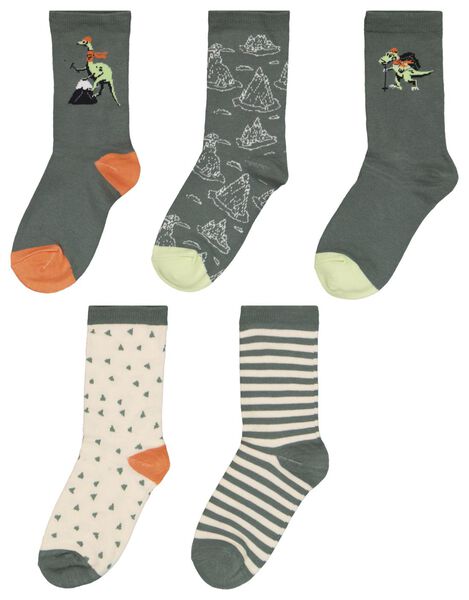 HEMA 5er Pack Kinder Socken, Dinosaurier Grün  - Onlineshop Hema
