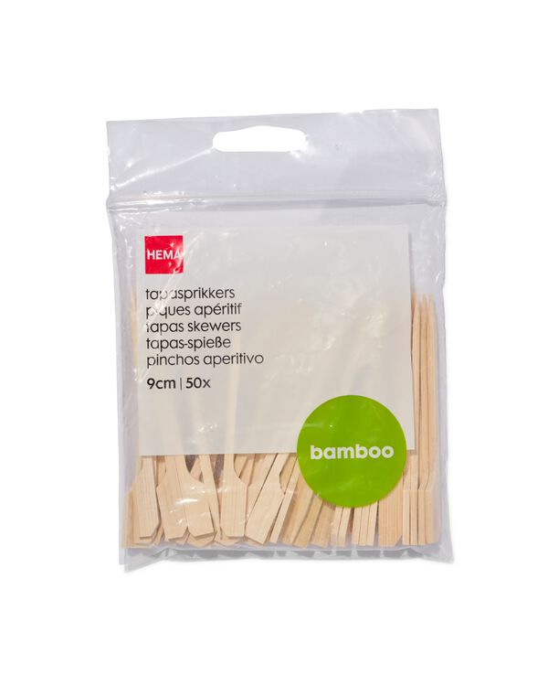 tapas prikkers bamboehout 9cm - 50 stuks - 80830095 - HEMA