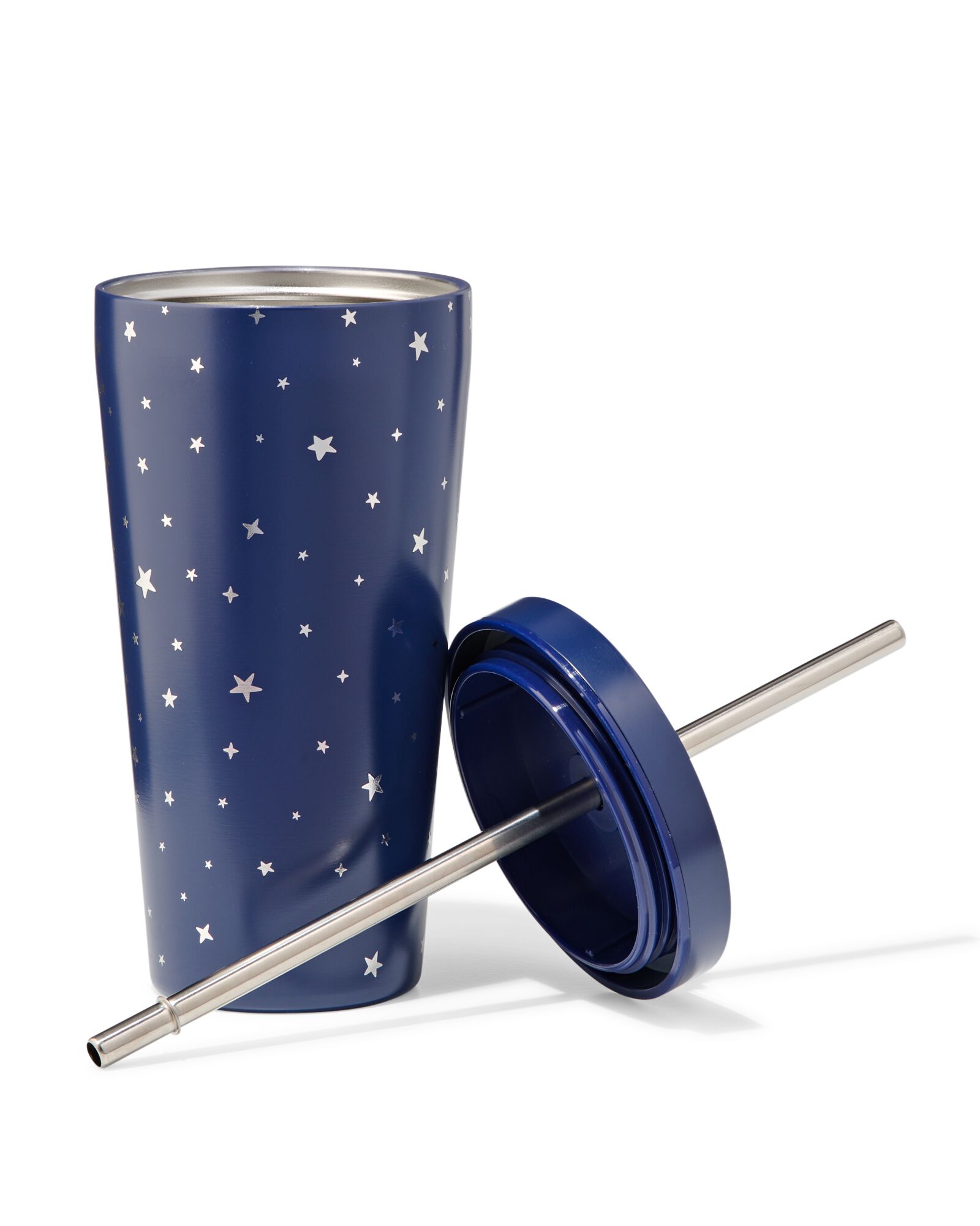 Trinkbecher mit Trinkhalm, 500 ml, Edelstahl, Sterne - 60100514 - HEMA