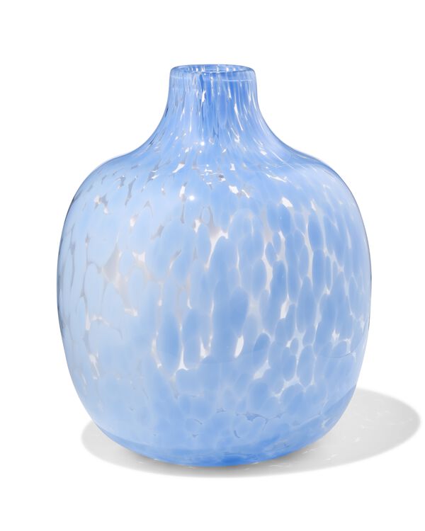 vaas ⌀24x30cm glas camouflage blauw - 13326071 - HEMA