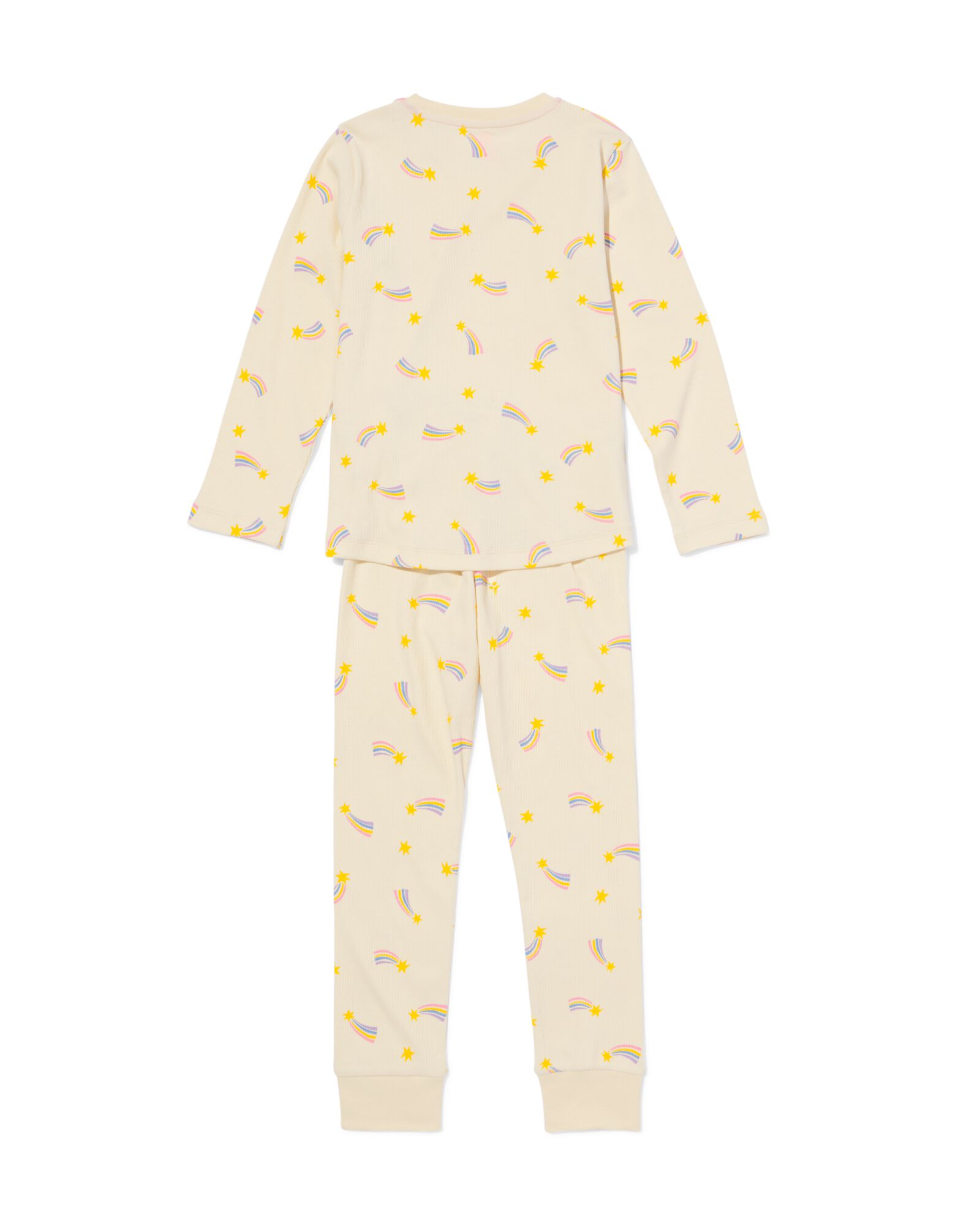 Kinderpyjama gerippt mit Sternen eierschalenfarben - 23001440OFFWHITE - HEMA