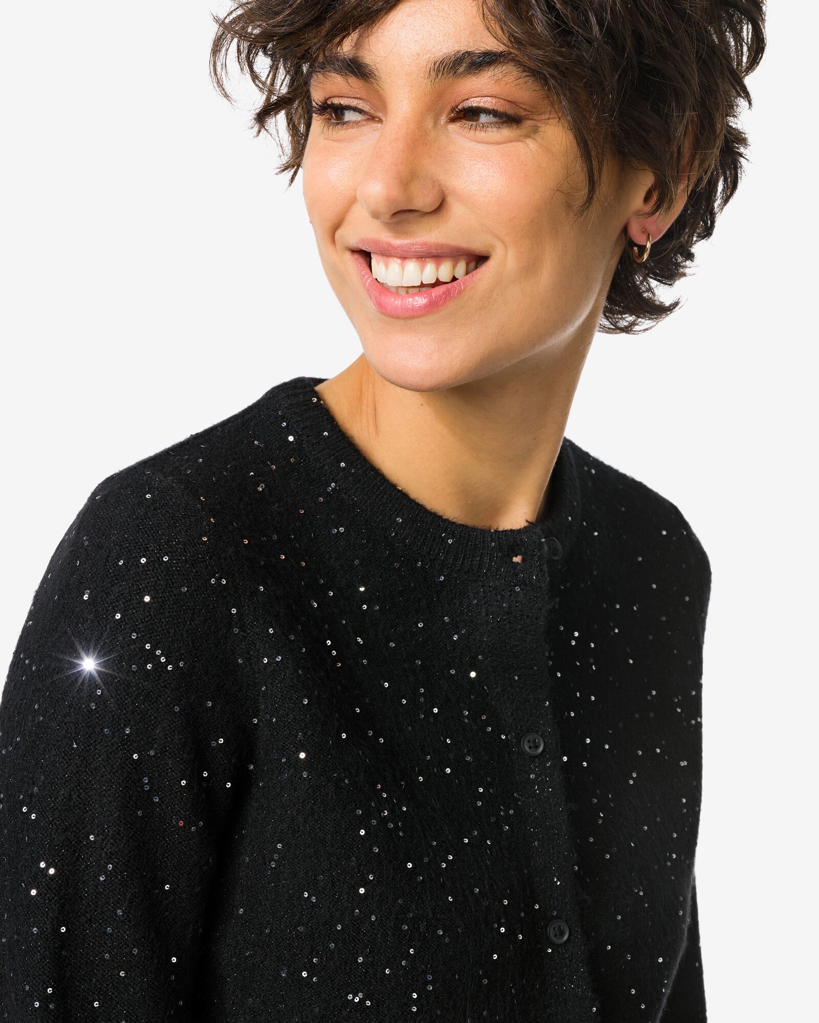 damesvest Gia glitter zwart zwart - 36205840BLACK - HEMA