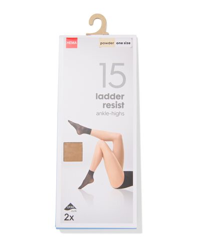 collants chaussettes anti-filage mats 15 deniers - 2 paires poudre one size - 4022771 - HEMA