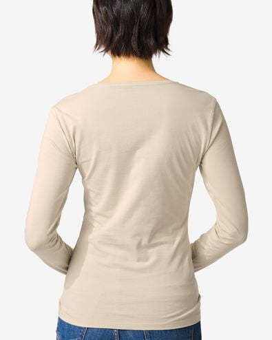 dames T-shirt slim fit v-hals zand zand - 36310980SAND - HEMA