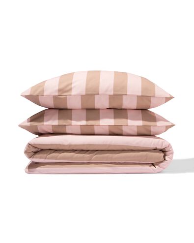 housse de couette 200x200/220cm coton doux ray&eacute; rose - 5750147 - HEMA