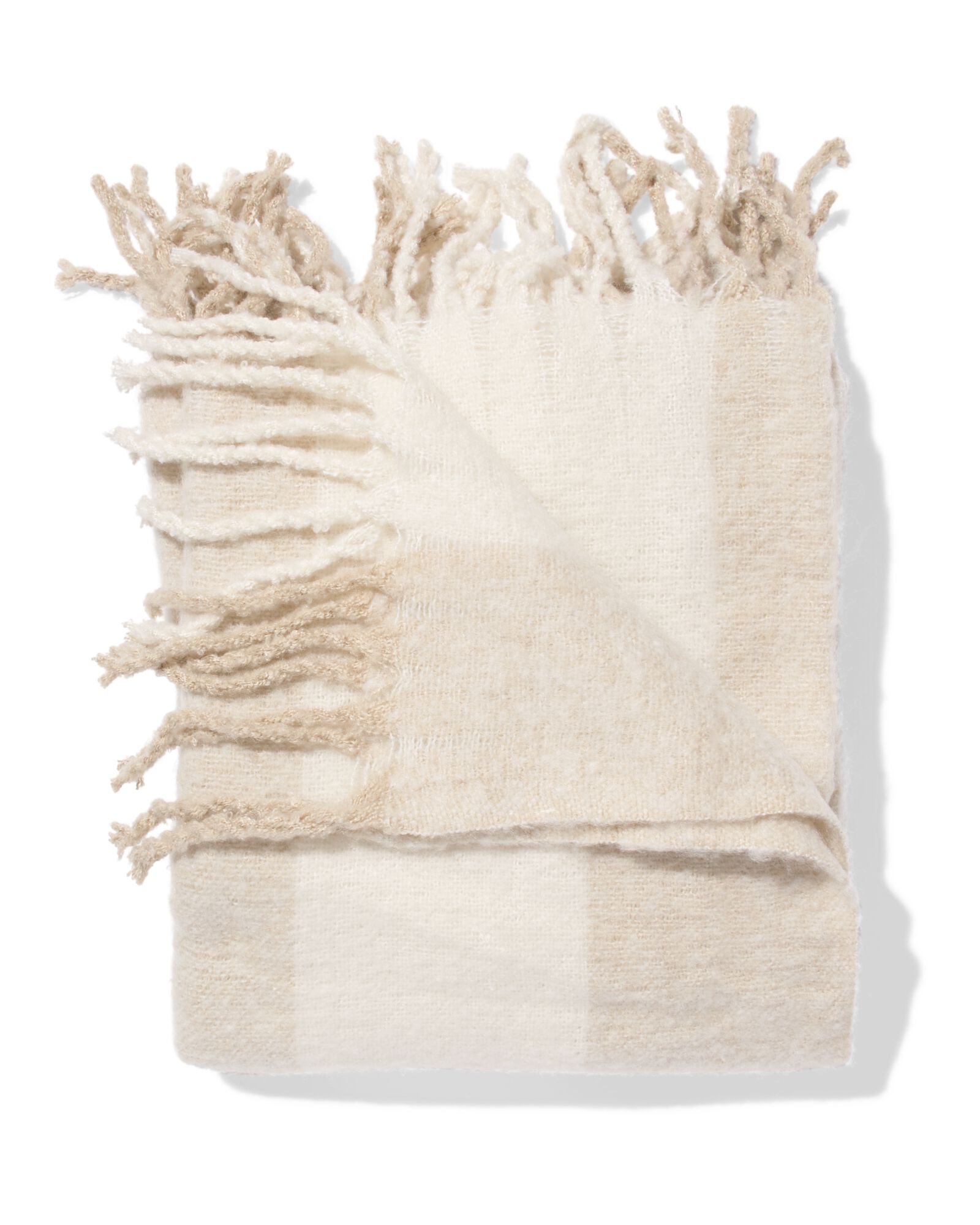 Plaid 130 x 150 cm, Wolloptik mit Streifen, Beige - 7325174 - HEMA
