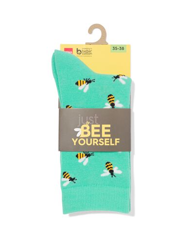 sokken voor volwassenen 'just bee yourself' groen groen - 4141130GREEN - HEMA