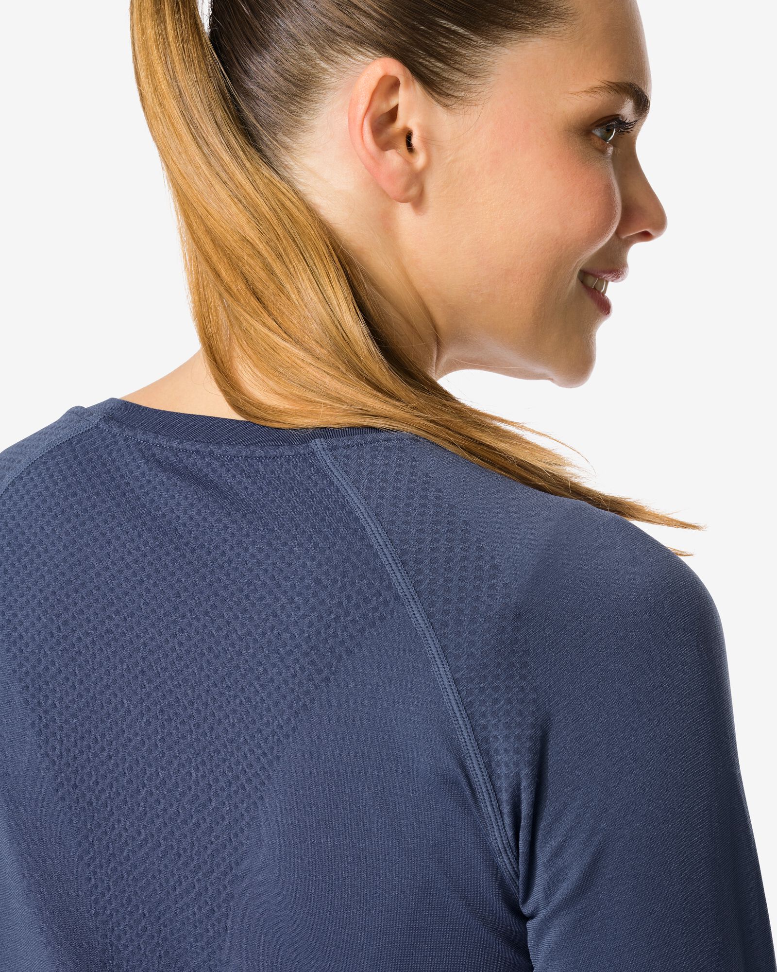 damessportshirt naadloos donkerblauw donkerblauw - 36030228DARKBLUE - HEMA