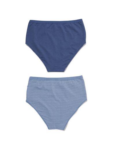 2 slips femme taille haute coton stretch bleu bleu - 1000030339 - HEMA
