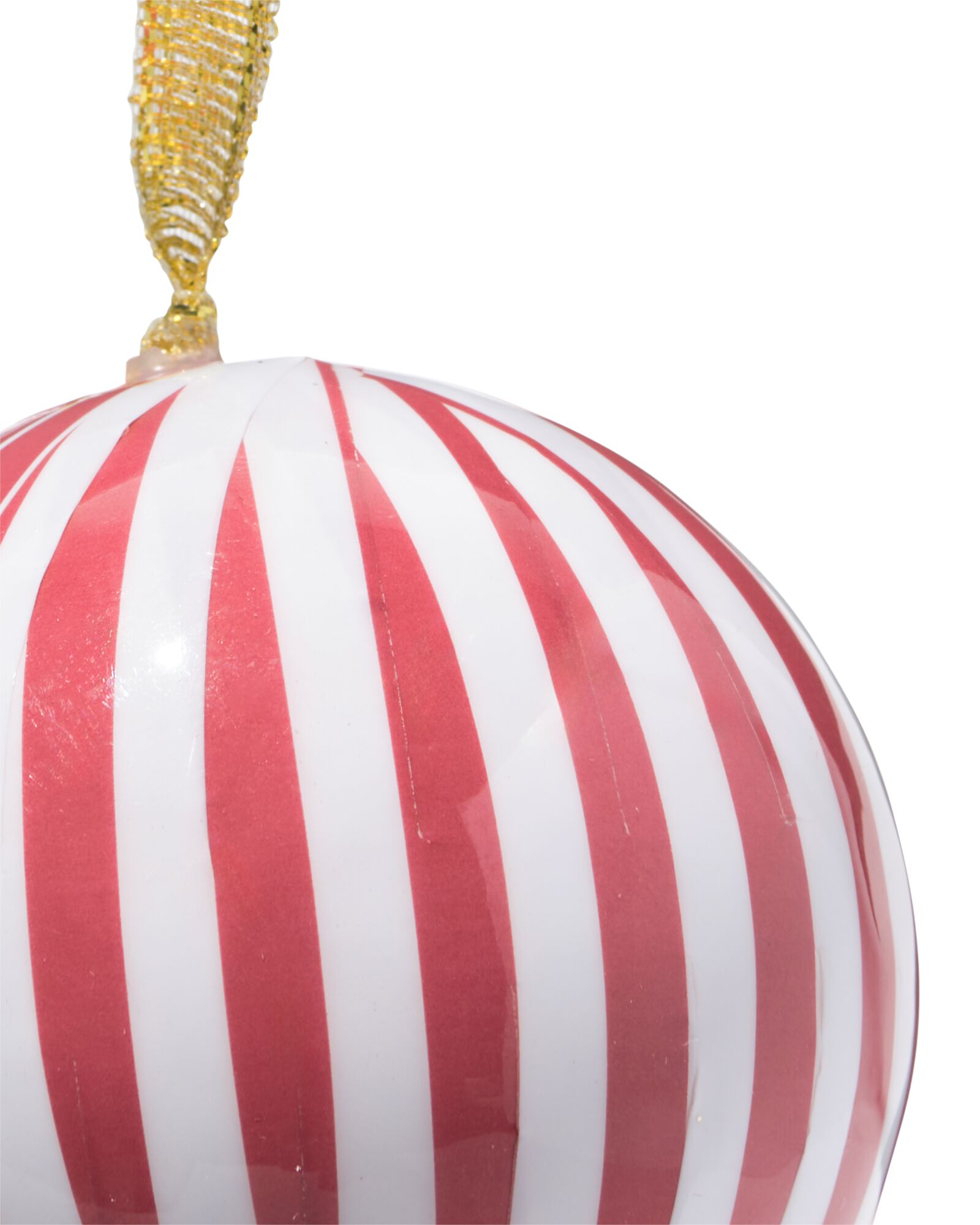 boule de No&euml;l 6 cm papier rayures &eacute;troites blanc-rouge - 25100259 - HEMA