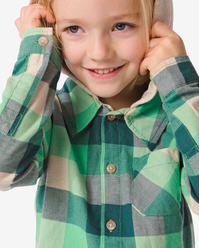 chemise enfant à capuche carreaux vert 134/140 - 30776648 - HEMA
