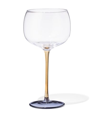 verre &agrave; vin 380ml verre jaune avec bleu - 9401175 - HEMA