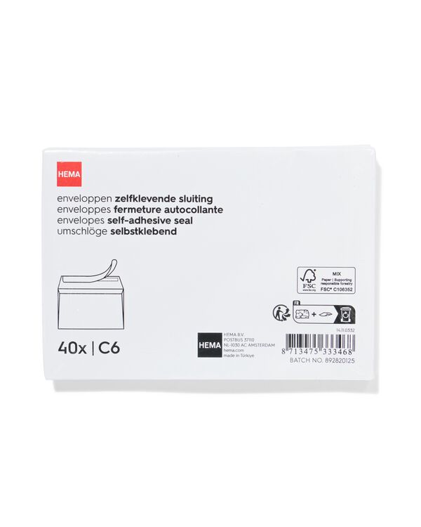 40er-Pack Briefumschl&auml;ge, C6 - 14110332 - HEMA